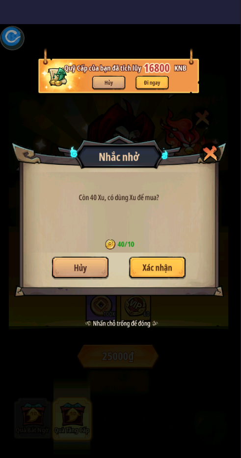 Chọn gói cần mua ingame