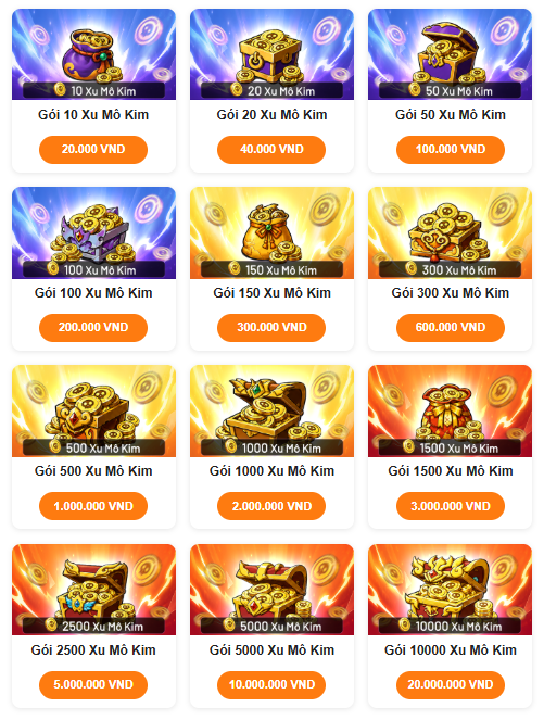 Giao diện mua Vé Nạp