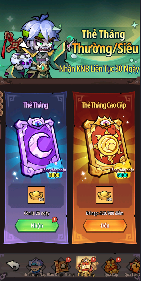 Thẻ tuần và thẻ tháng